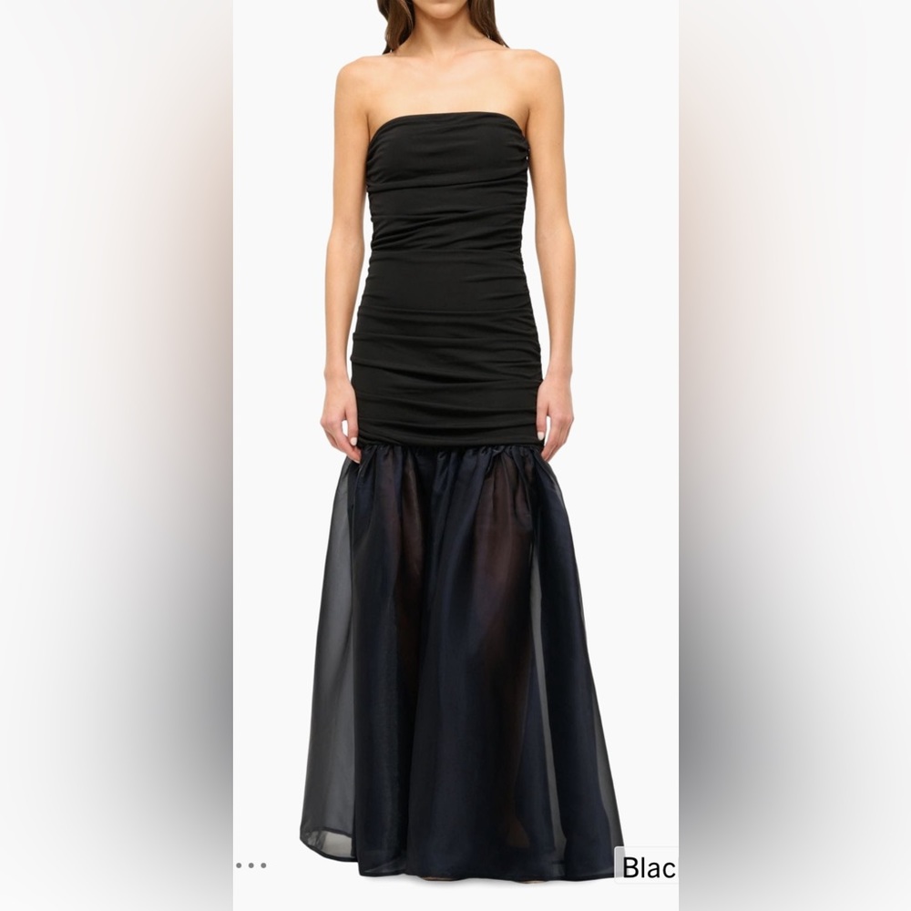 Staud | Liya drop waist chiffon skirt evening gown, in “Navy-Black”, sz L